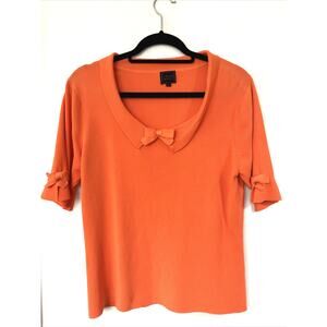Colour Works Orange Boat Neck Bow Detail Short Sleeve Top SZ XL